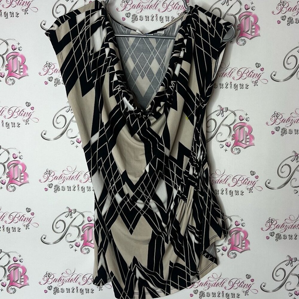 New York and company top blouse Stylish Women's Black and cream White Top